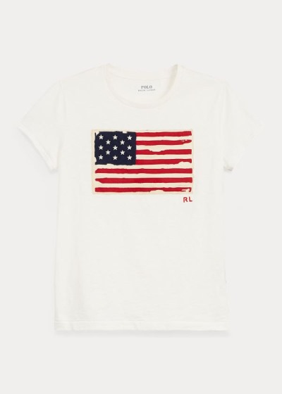 Women's Polo Ralph Lauren Flag Jersey Graphic T Shirts | 017658ICE